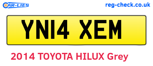 YN14XEM are the vehicle registration plates.