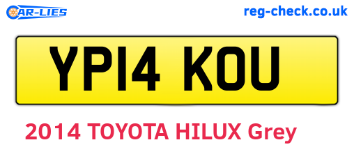 YP14KOU are the vehicle registration plates.