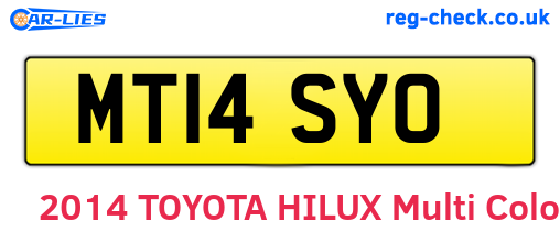 MT14SYO are the vehicle registration plates.