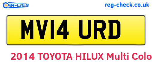MV14URD are the vehicle registration plates.