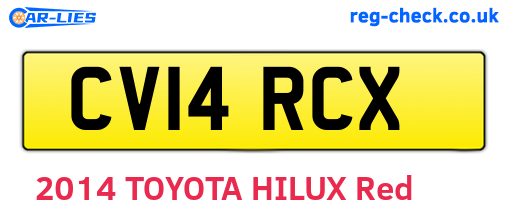 CV14RCX are the vehicle registration plates.