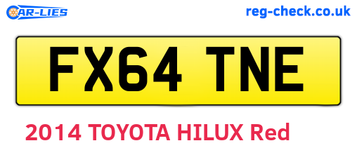 FX64TNE are the vehicle registration plates.