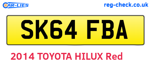 SK64FBA are the vehicle registration plates.