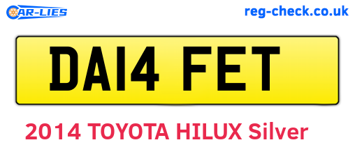 DA14FET are the vehicle registration plates.
