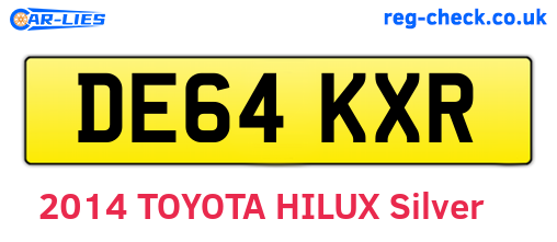 DE64KXR are the vehicle registration plates.