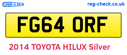 FG64ORF are the vehicle registration plates.