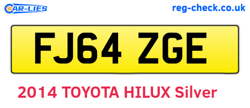 FJ64ZGE are the vehicle registration plates.