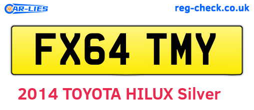 FX64TMY are the vehicle registration plates.
