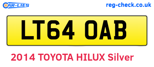 LT64OAB are the vehicle registration plates.