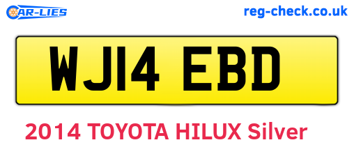WJ14EBD are the vehicle registration plates.