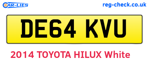 DE64KVU are the vehicle registration plates.