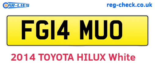 FG14MUO are the vehicle registration plates.