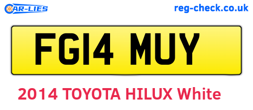 FG14MUY are the vehicle registration plates.