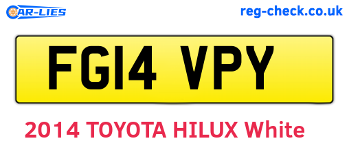 FG14VPY are the vehicle registration plates.