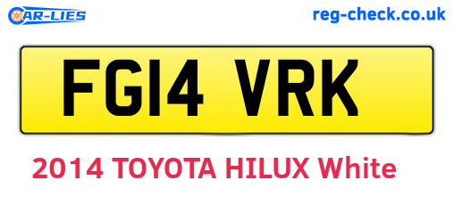 FG14VRK are the vehicle registration plates.