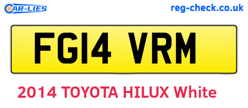 FG14VRM are the vehicle registration plates.