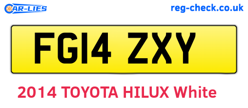FG14ZXY are the vehicle registration plates.