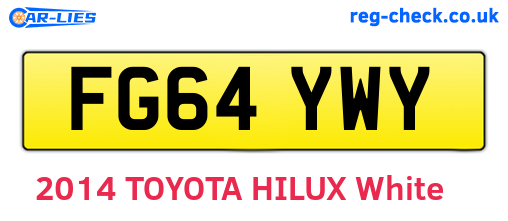 FG64YWY are the vehicle registration plates.