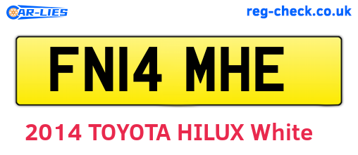 FN14MHE are the vehicle registration plates.