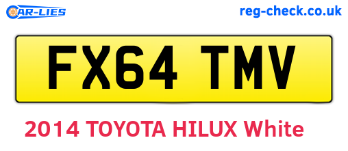 FX64TMV are the vehicle registration plates.