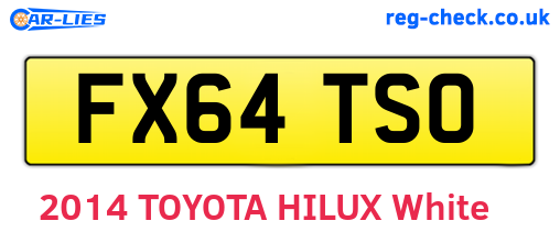 FX64TSO are the vehicle registration plates.