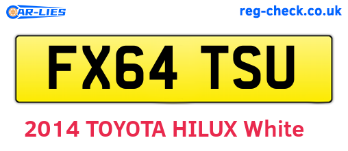 FX64TSU are the vehicle registration plates.