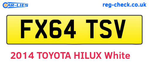 FX64TSV are the vehicle registration plates.