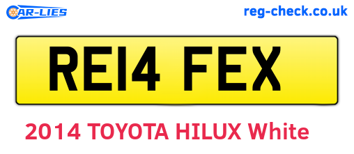RE14FEX are the vehicle registration plates.