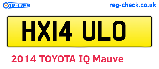 HX14ULO are the vehicle registration plates.