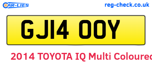 GJ14OOY are the vehicle registration plates.