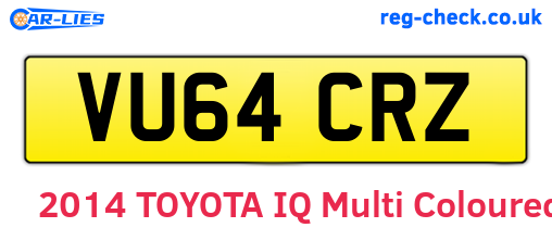 VU64CRZ are the vehicle registration plates.