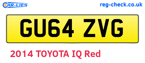 GU64ZVG are the vehicle registration plates.
