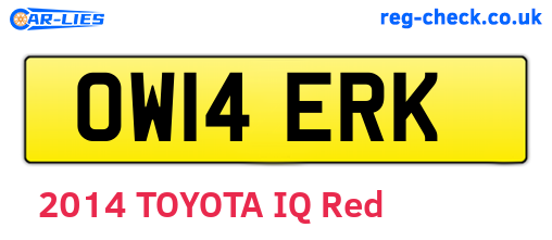 OW14ERK are the vehicle registration plates.