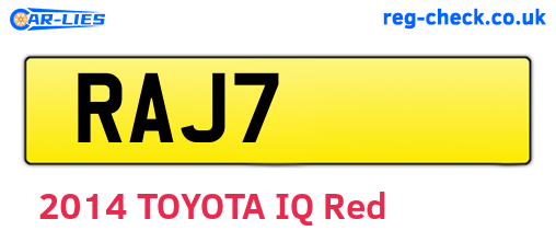 RAJ7 are the vehicle registration plates.