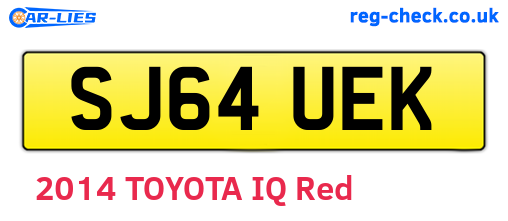 SJ64UEK are the vehicle registration plates.