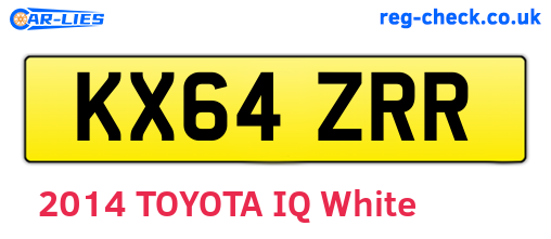 KX64ZRR are the vehicle registration plates.
