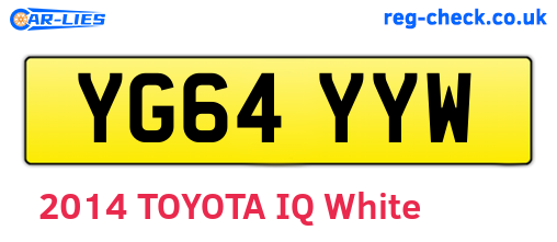 YG64YYW are the vehicle registration plates.