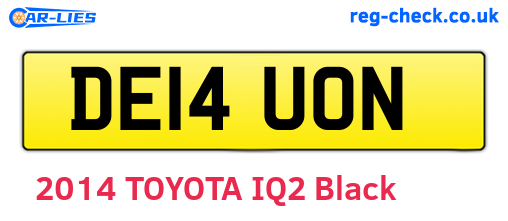 DE14UON are the vehicle registration plates.