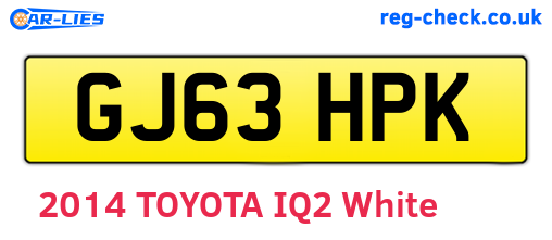 GJ63HPK are the vehicle registration plates.