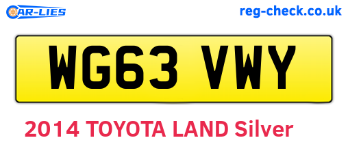 WG63VWY are the vehicle registration plates.