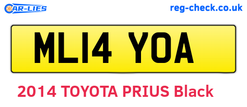 ML14YOA are the vehicle registration plates.