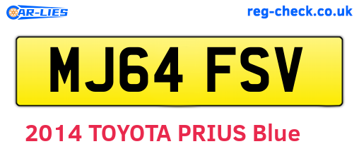 MJ64FSV are the vehicle registration plates.