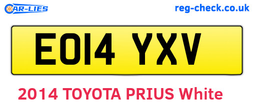 EO14YXV are the vehicle registration plates.