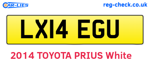 LX14EGU are the vehicle registration plates.