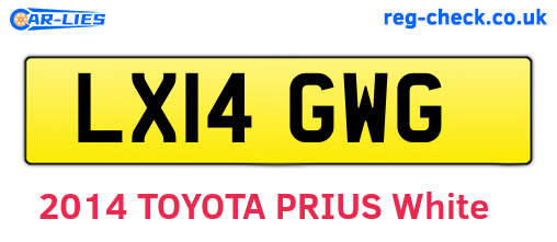 LX14GWG are the vehicle registration plates.