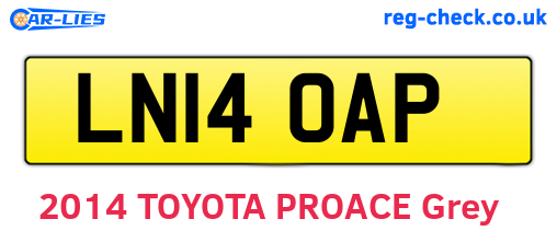LN14OAP are the vehicle registration plates.