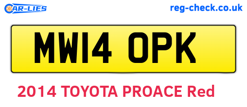 MW14OPK are the vehicle registration plates.