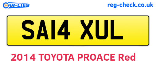 SA14XUL are the vehicle registration plates.