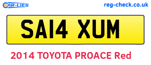 SA14XUM are the vehicle registration plates.