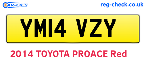 YM14VZY are the vehicle registration plates.